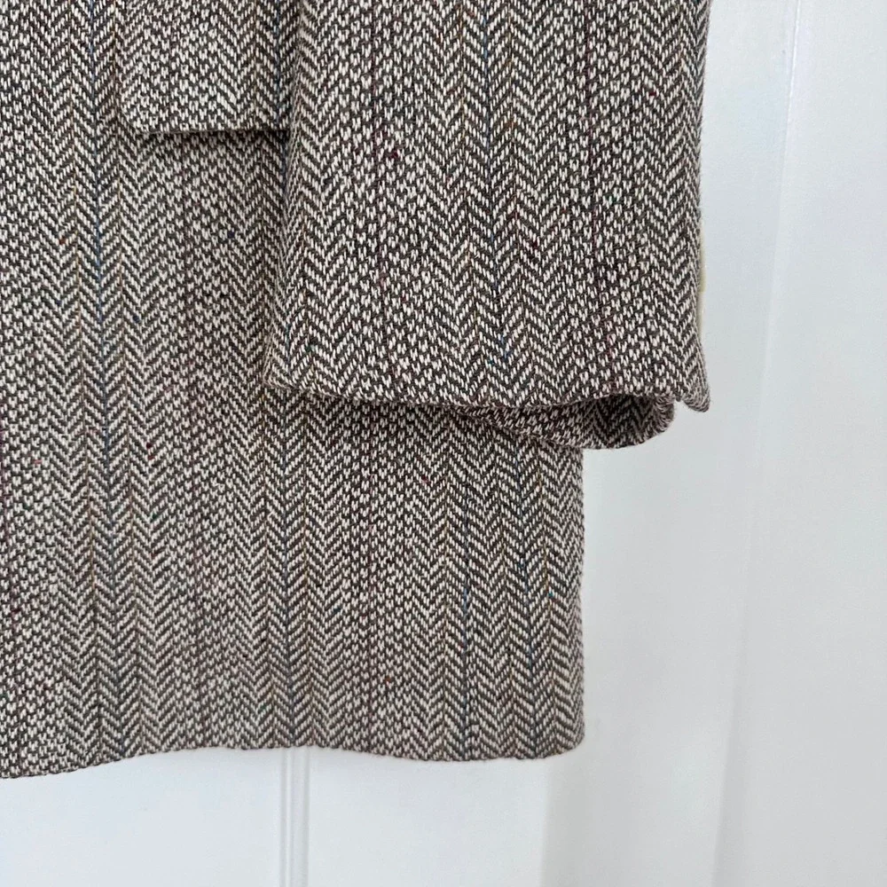 Vintage Macy's 90s Herringbone Wool Silk‎ Blazer Donegal Tweed Japan Men's 44R